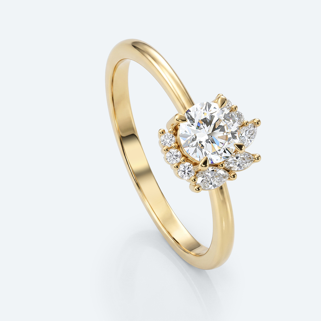 Round Halo Engagement Rings Lab Grown Diamonds Unique Ring