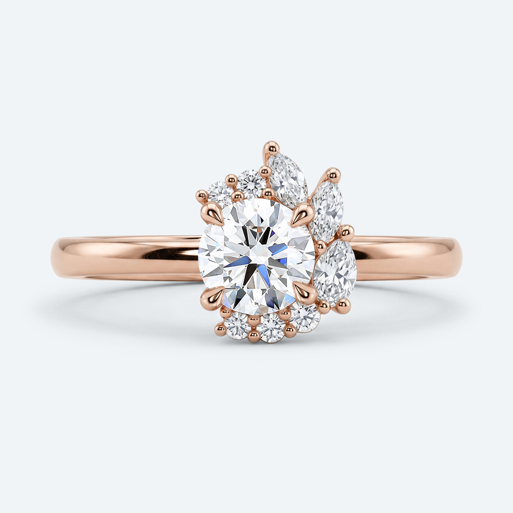Round Halo Engagement Rings Lab Grown Diamonds Unique Ring