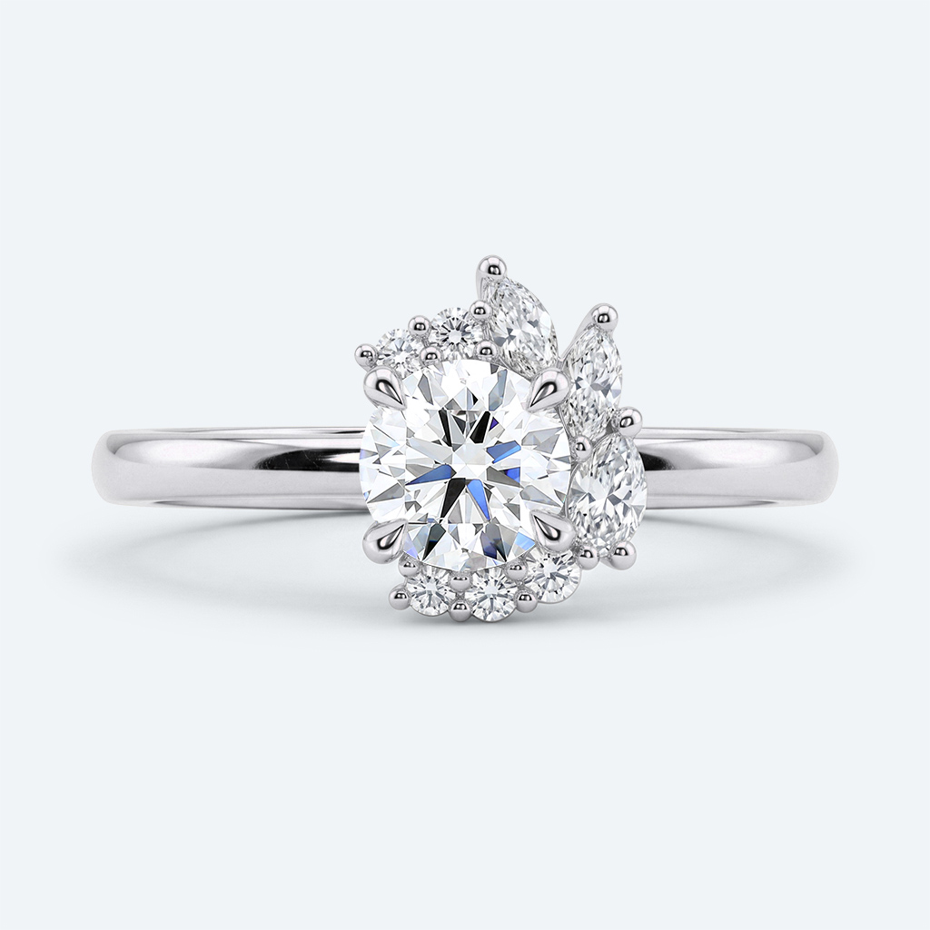 Round Halo Engagement Rings Lab Grown Diamonds Unique Ring