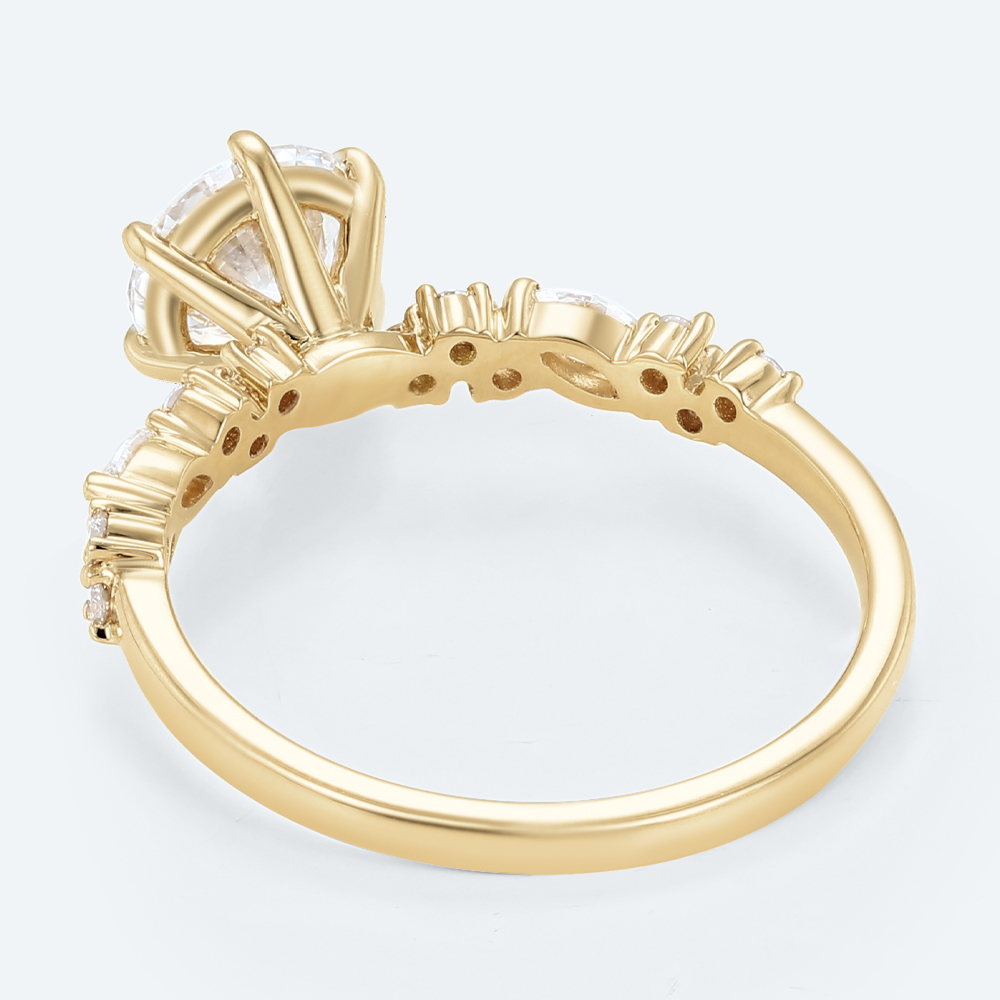 Round Diamond Engagement Ring Yellow Gold Ring Lab Damond