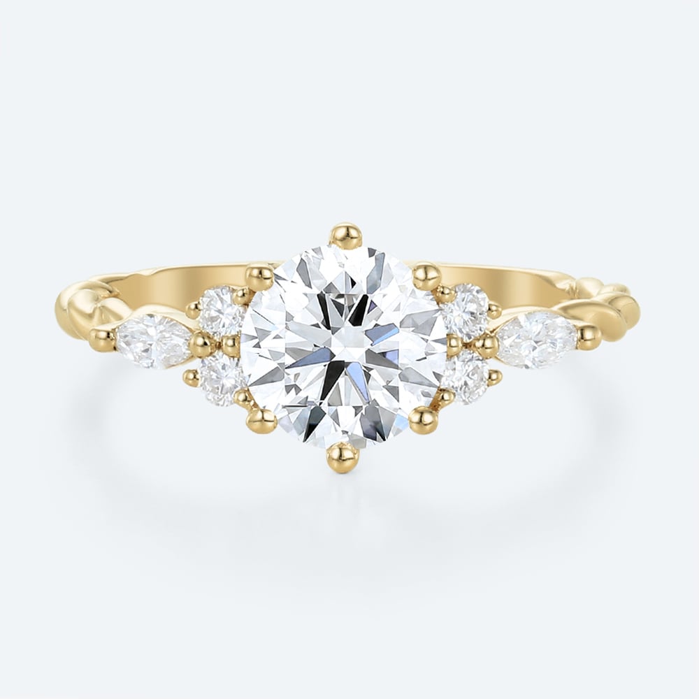 Yellow Gold Ring Engagement Round Cut Lab Diamond Rings