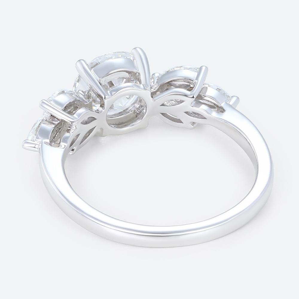 White Gold Rings Round Cut 4-Prong Lab Created Diamond Rings