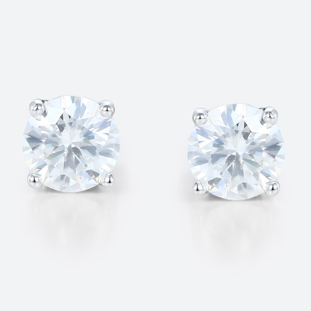 14k Gold Stud Earrings Classic White Gold Lab Diamond Earrings Studs