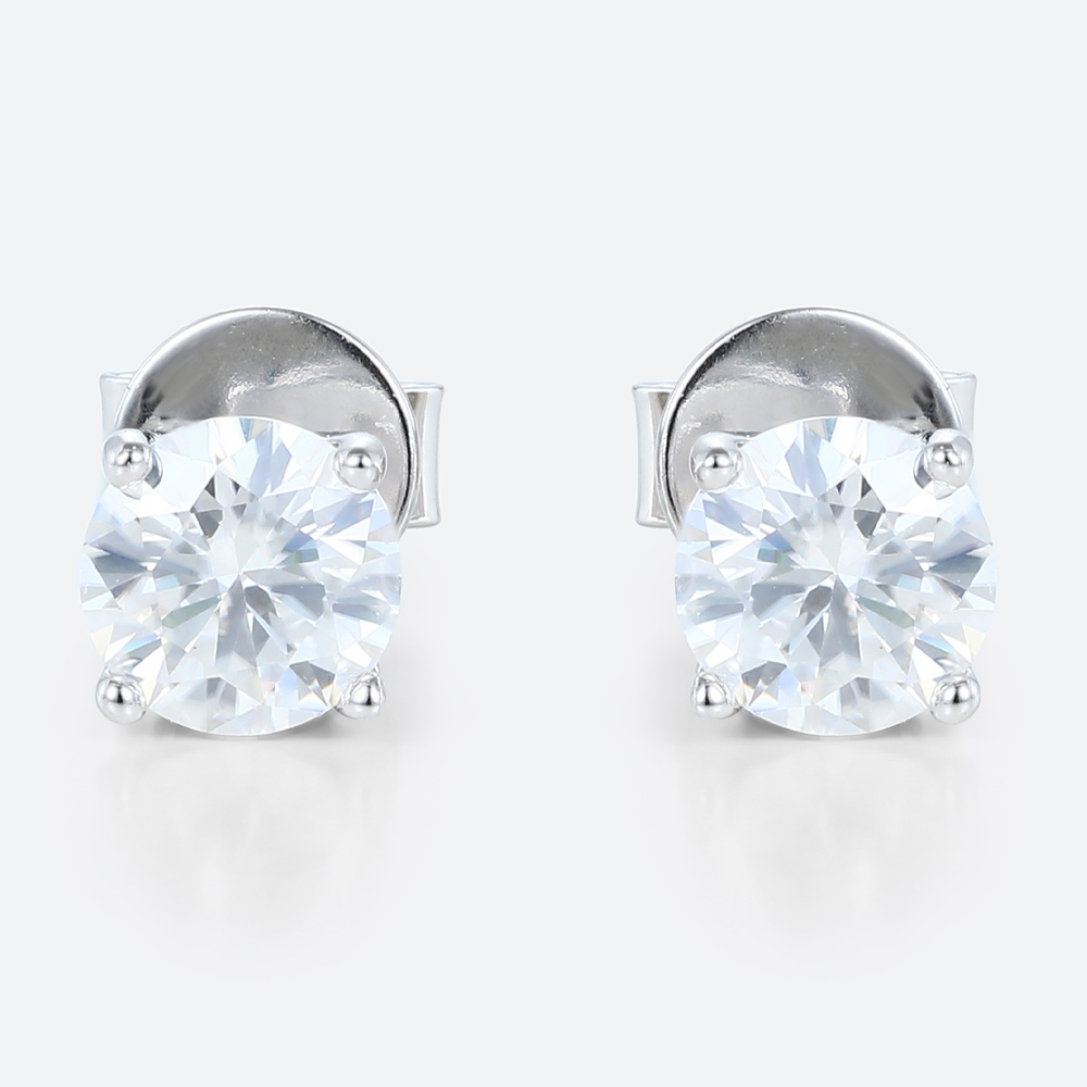 14k Gold Stud Earrings Classic White Gold Lab Diamond Earrings Studs
