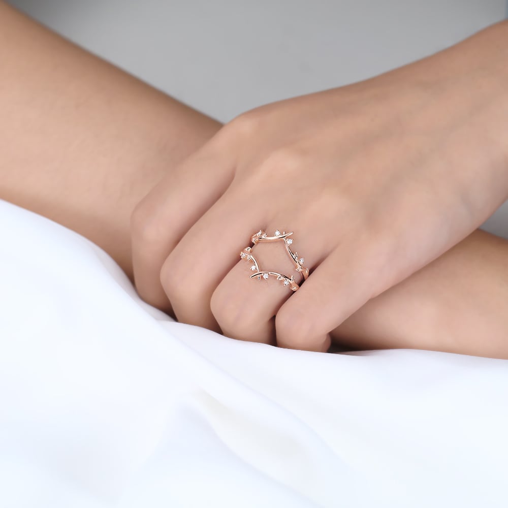 Ring Enhancer Wedding Band Simple 14k Rose Gold Rings for Women