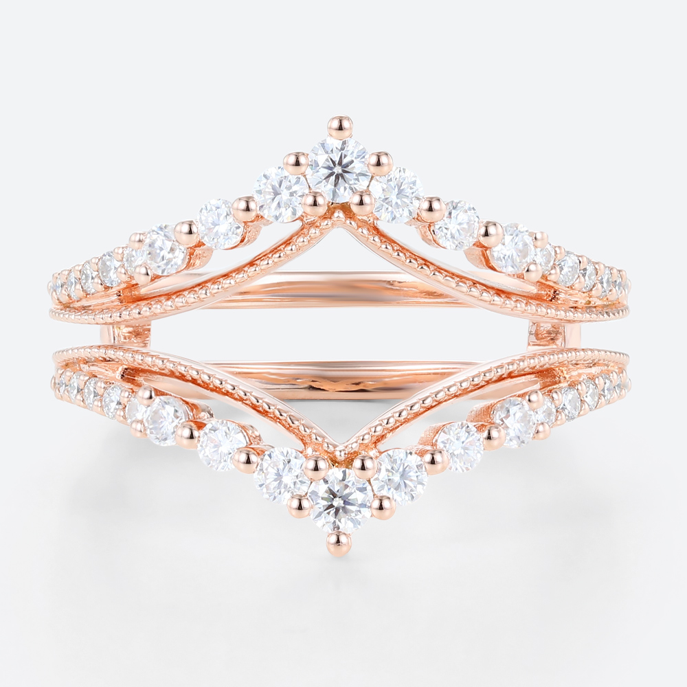 Engagement Ring Enhancer Bands Lab Diamond Ring with Rose Gold