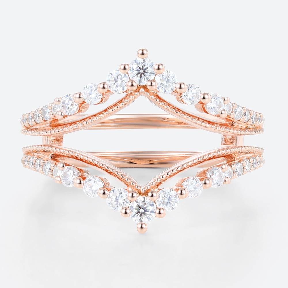 Engagement Ring Enhancer Bands Lab Diamond Ring with Rose Gold