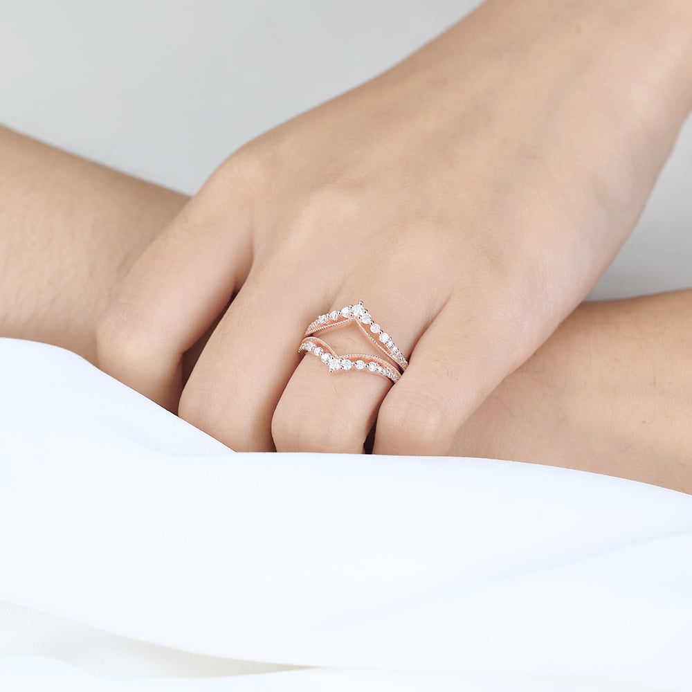 Engagement Ring Enhancer Bands Lab Diamond Ring with Rose Gold