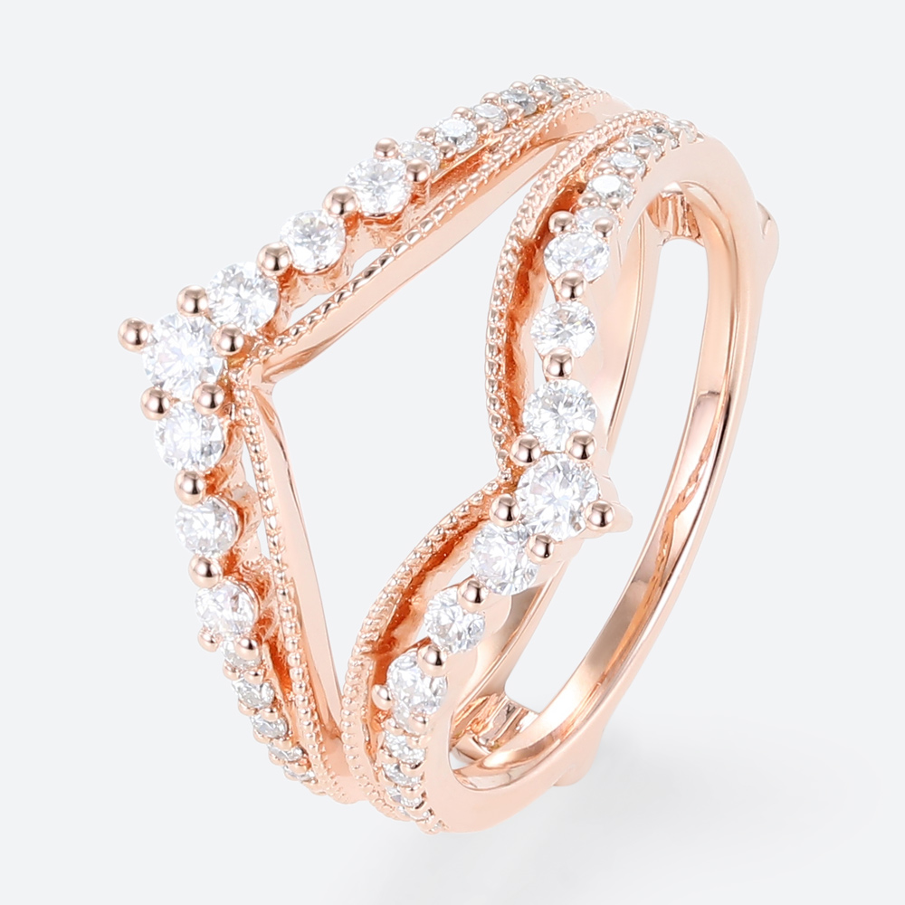 Engagement Ring Enhancer Bands Lab Diamond Ring with Rose Gold