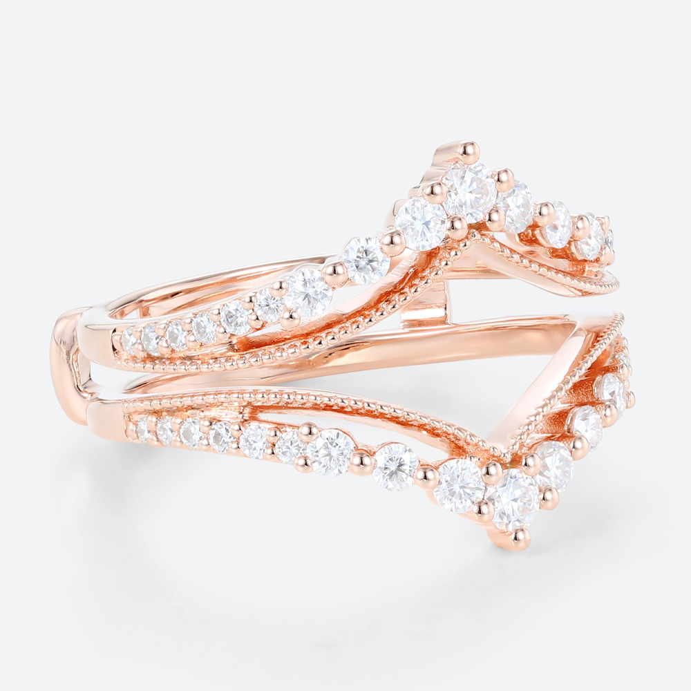 Engagement Ring Enhancer Bands Lab Diamond Ring with Rose Gold