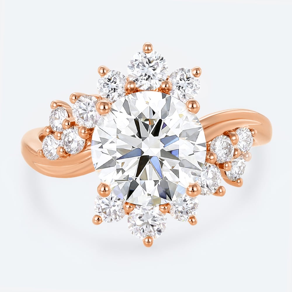 2.5ct Lab Diamond Ring​ Round Cut Eternal Swirl 4-Prong Engagement Ring in Rose Gold