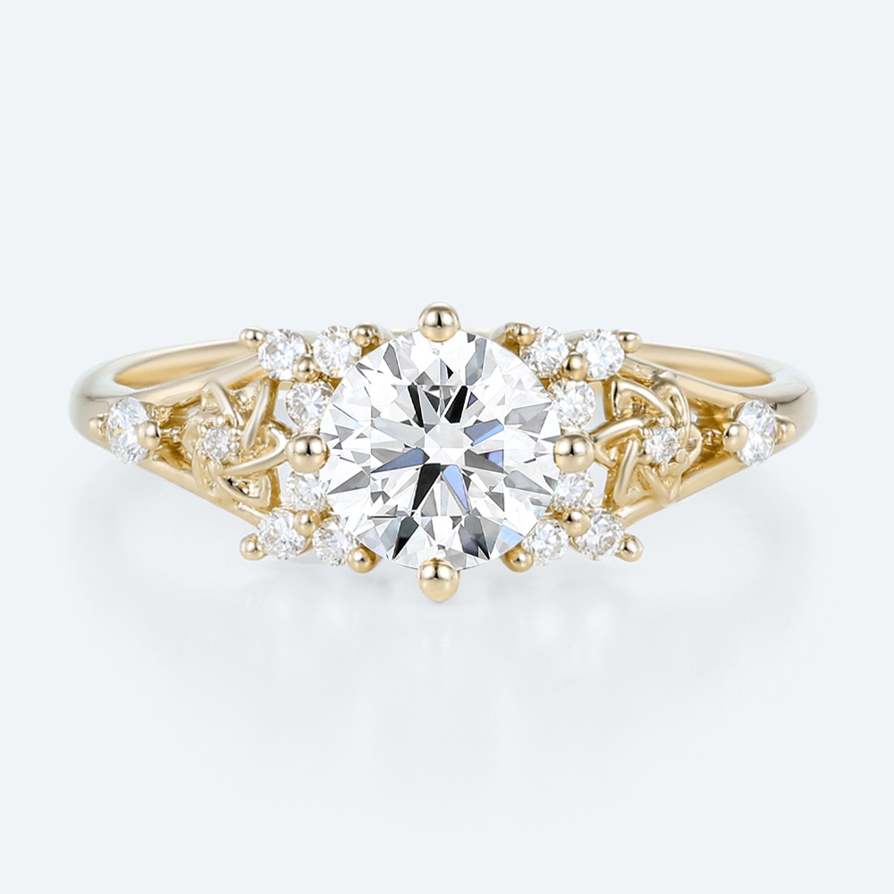 Lab Created Diamonds Engagement Ring Round Cut Cluster Rings