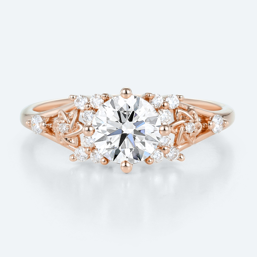 Lab Created Diamonds Engagement Ring Round Cut Cluster Rings