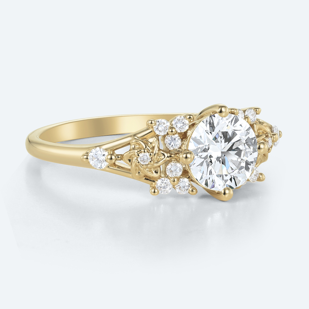 Lab Created Diamonds Engagement Ring Round Cut Cluster Rings