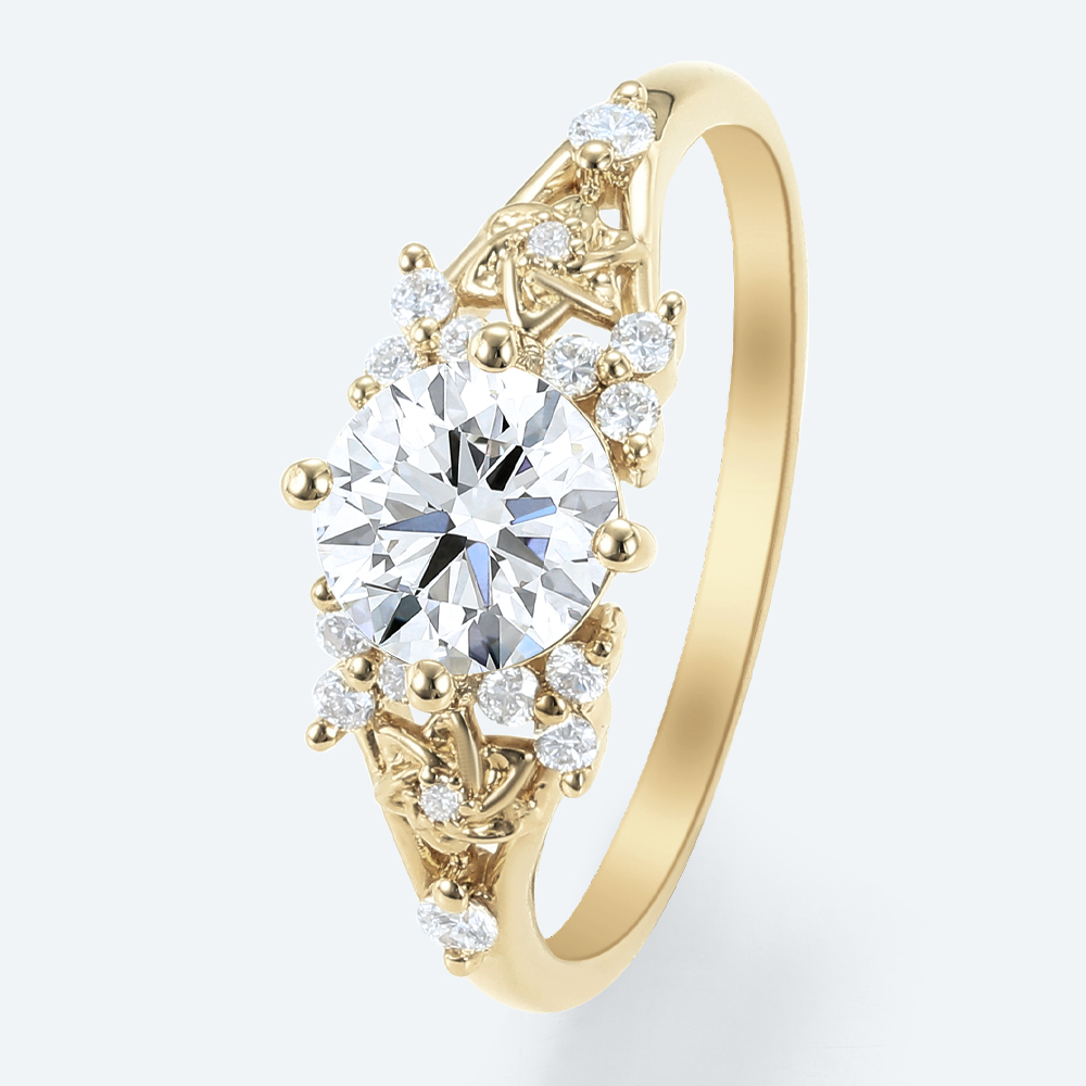 Lab Created Diamonds Engagement Ring Round Cut Cluster Rings