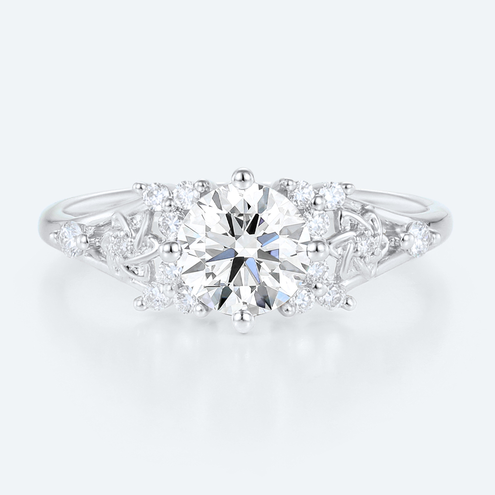 Lab Created Diamonds Engagement Ring Round Cut Cluster Rings