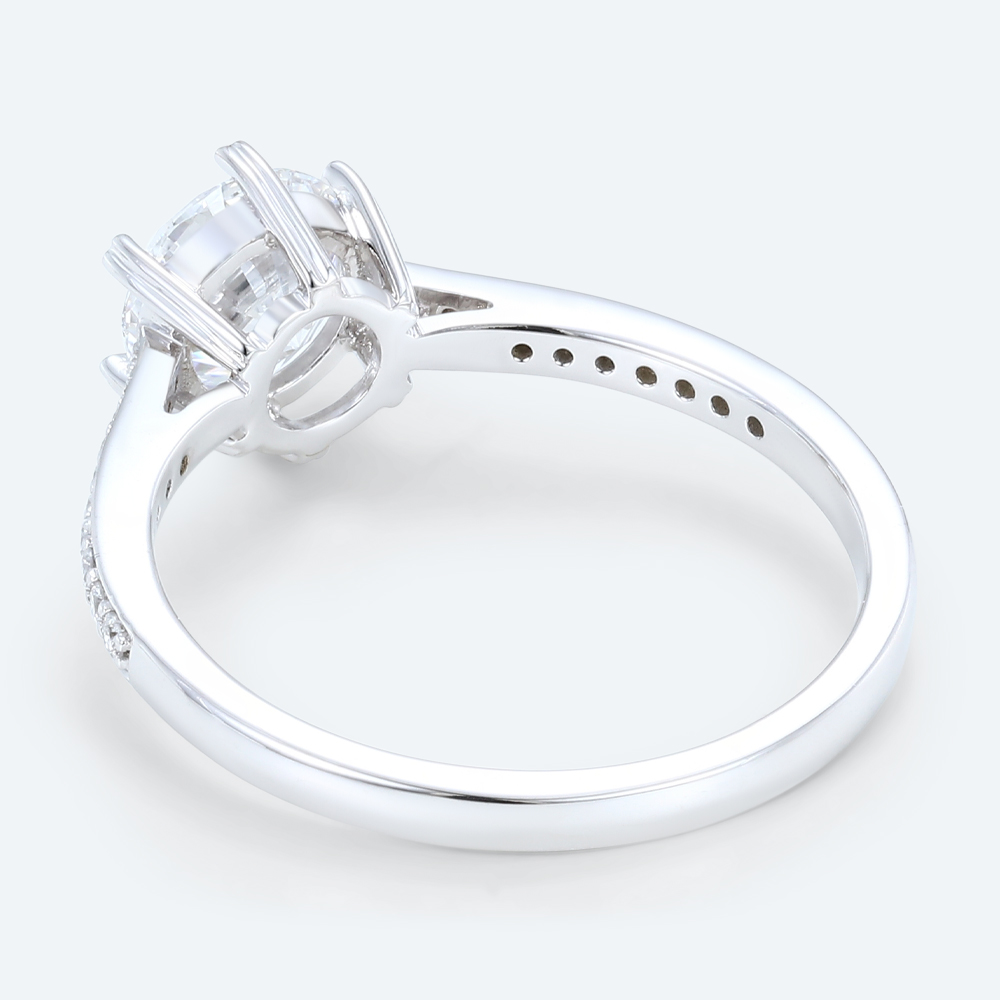 1.5 Ct Diamond Ring Graduated 6-Prong Round Cut Lab Diamond Ring in White Gold