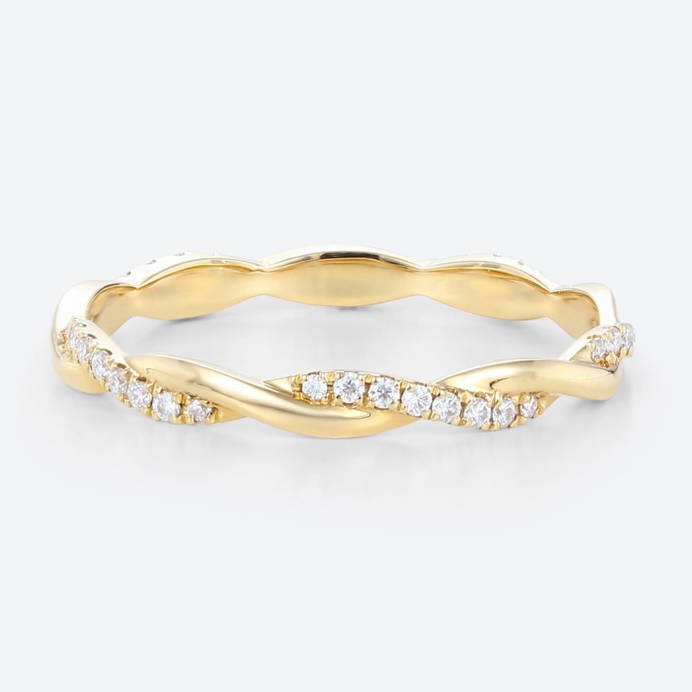 Black Friday Jewelry - 14k Gold Stacking Rings 0.18ctw Round Lab Diamond Twisted Ring in Yellow Gold