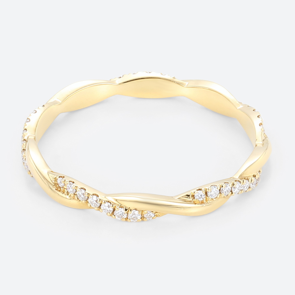 14k Gold Stacking Rings 0.18ctw Round Lab Diamond Twisted Ring in Yellow Gold