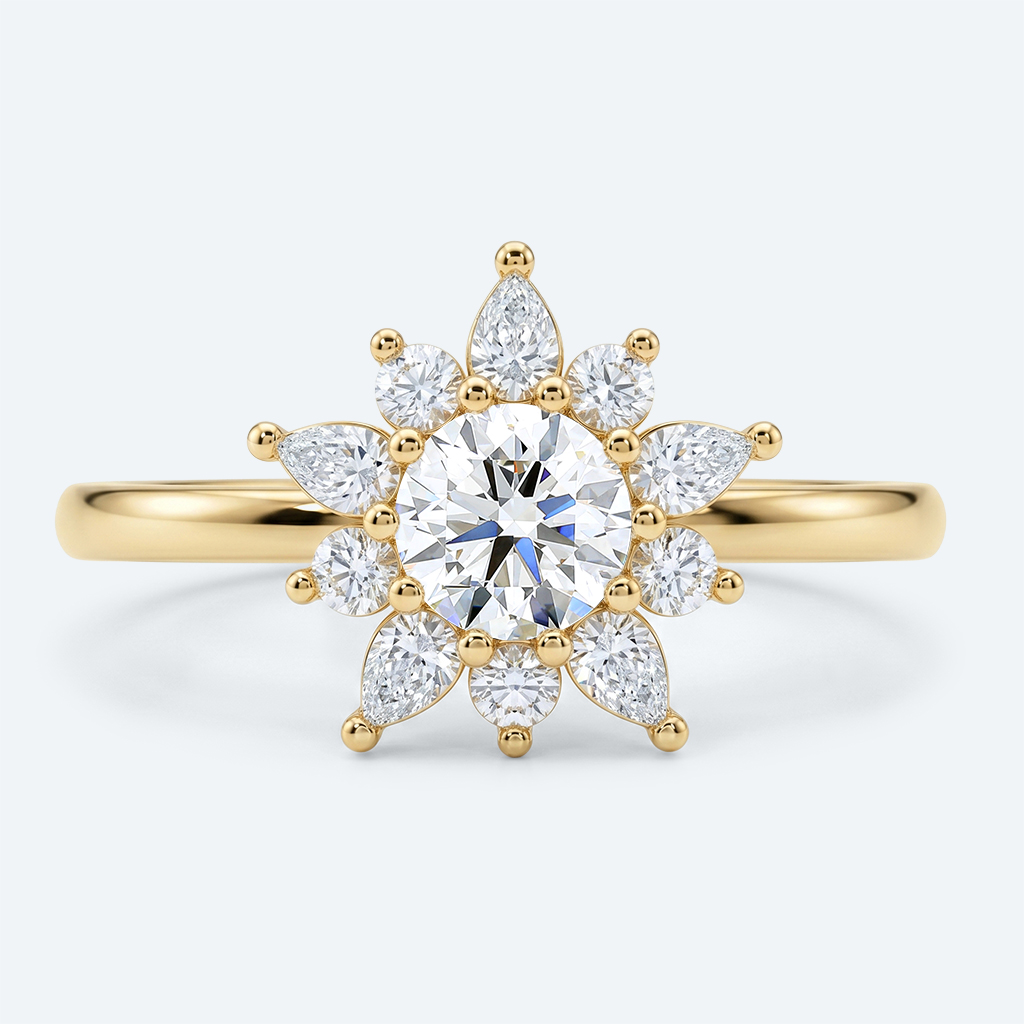 Round Engagement Rings Halo Lab Diamonds Rings Simple Ring