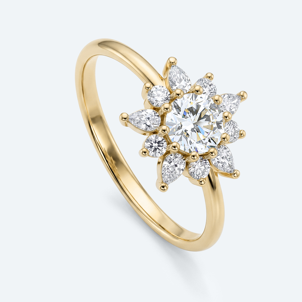 Round Engagement Rings Halo Lab Diamonds Rings Simple Ring