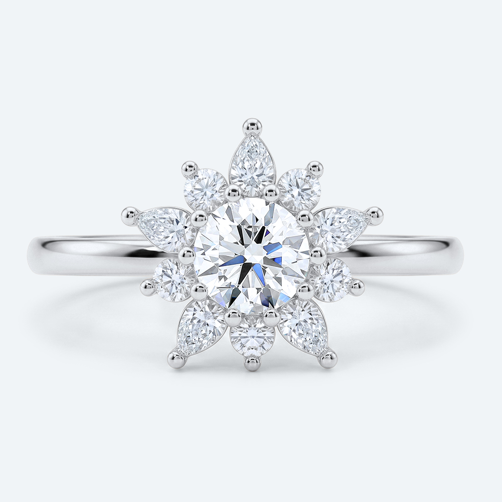 Round Engagement Rings Halo Lab Diamonds Rings Simple Ring
