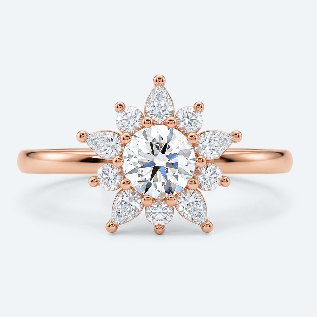 Round Engagement Rings Halo Lab Diamonds Rings Simple Ring