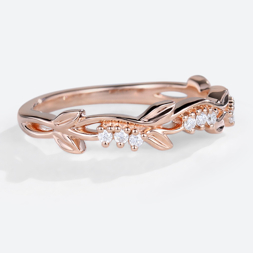 Lab Created Diamond Ring Women Gold Wedding Band