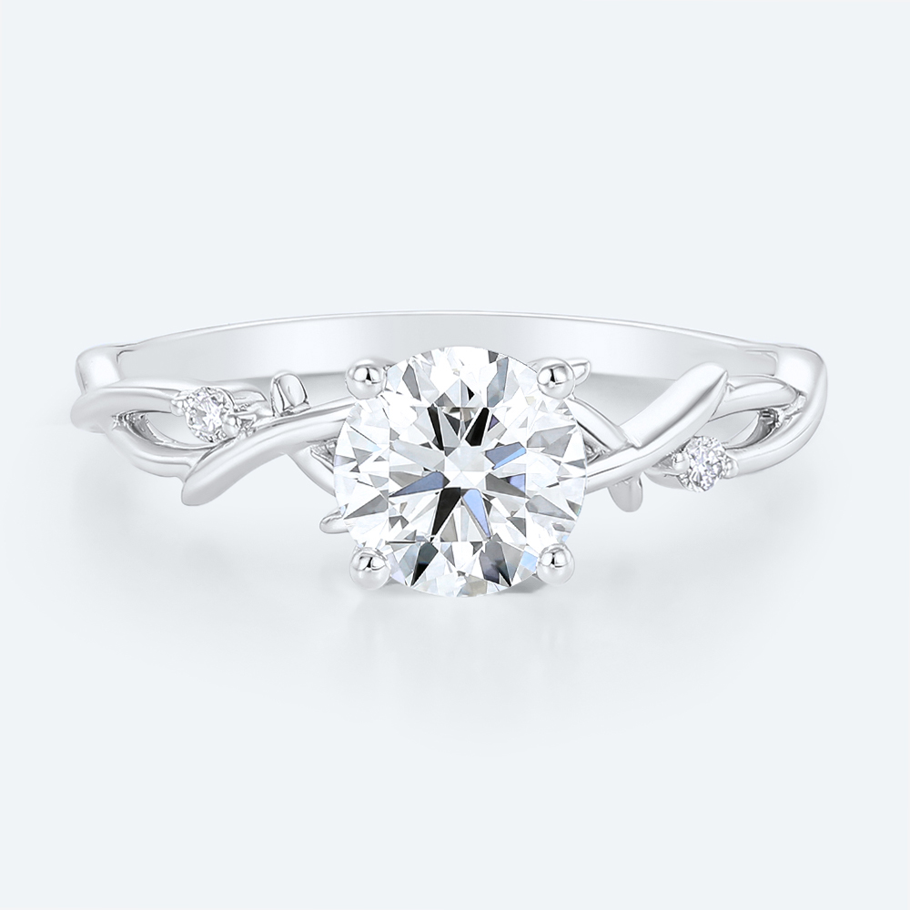 Round Cut Nature Inspired Engagement Rings Twisted Vine Rings