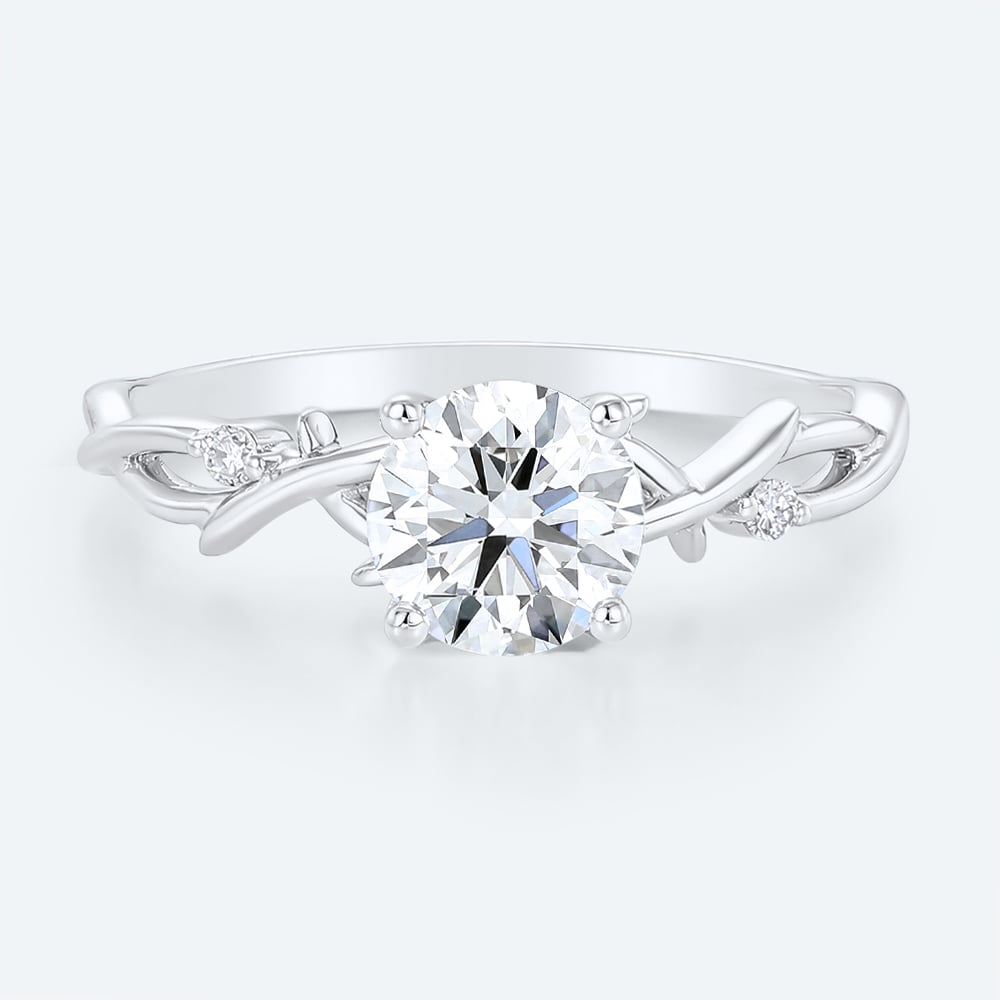 Round Cut Nature Inspired Engagement Rings Twisted Vine Rings