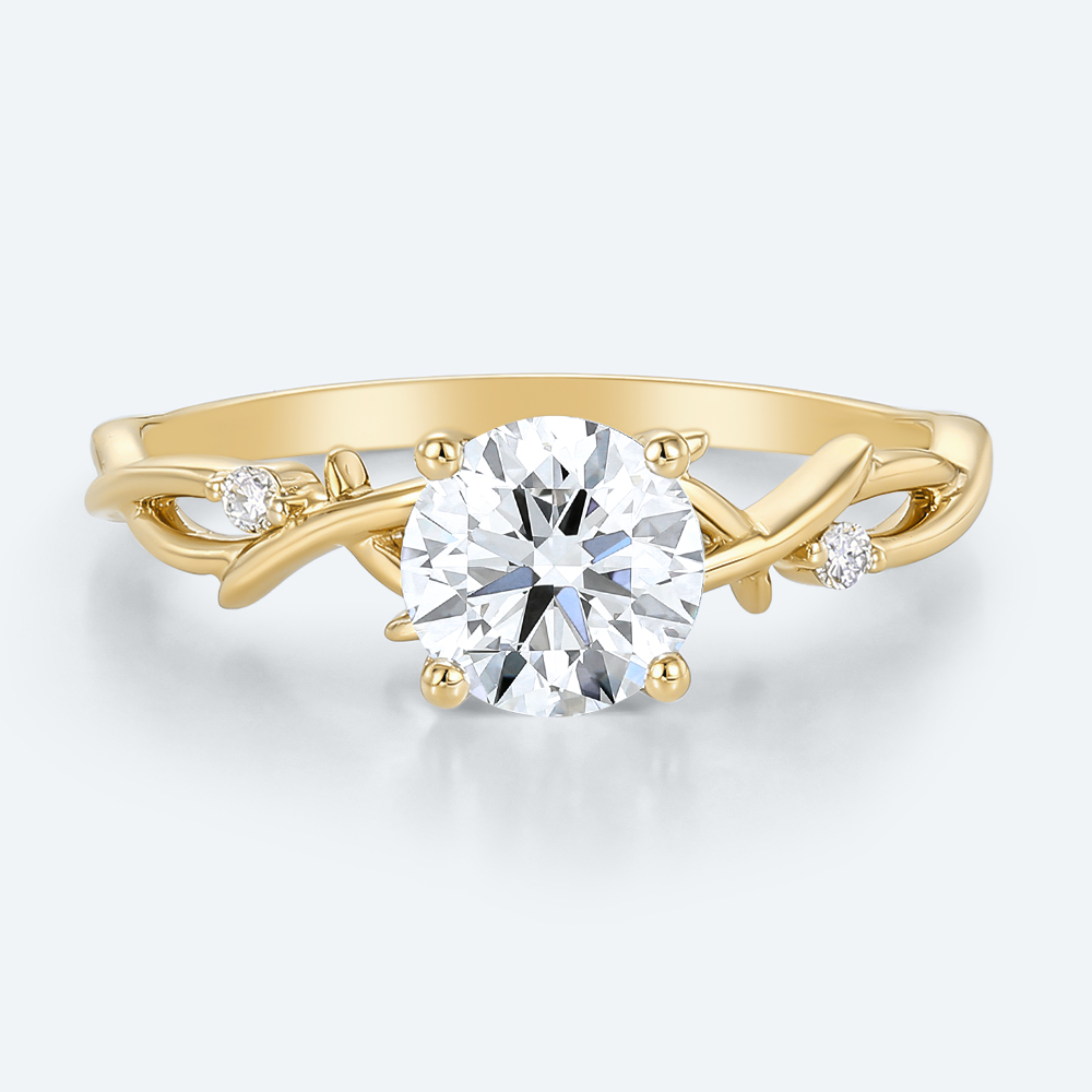 Round Cut Nature Inspired Engagement Rings Twisted Vine Rings