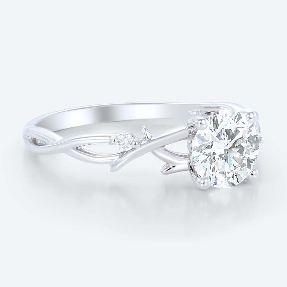 Round Cut Nature Inspired Engagement Rings Twisted Vine Rings
