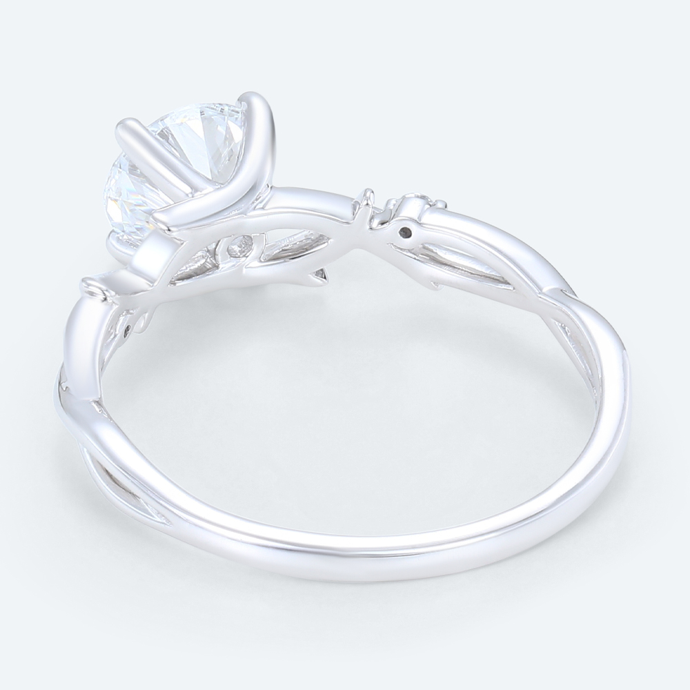 Round Cut Nature Inspired Engagement Rings Twisted Vine Rings