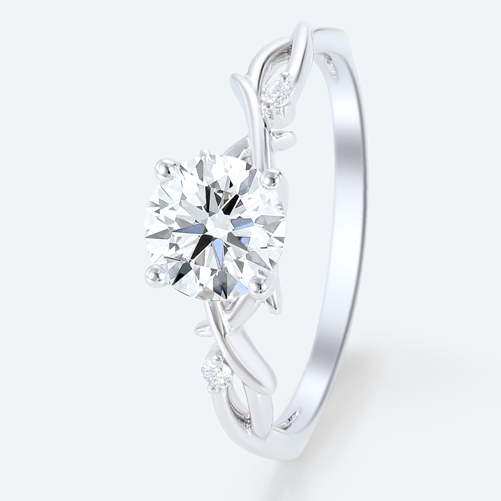 Round Cut Nature Inspired Engagement Rings Twisted Vine Rings