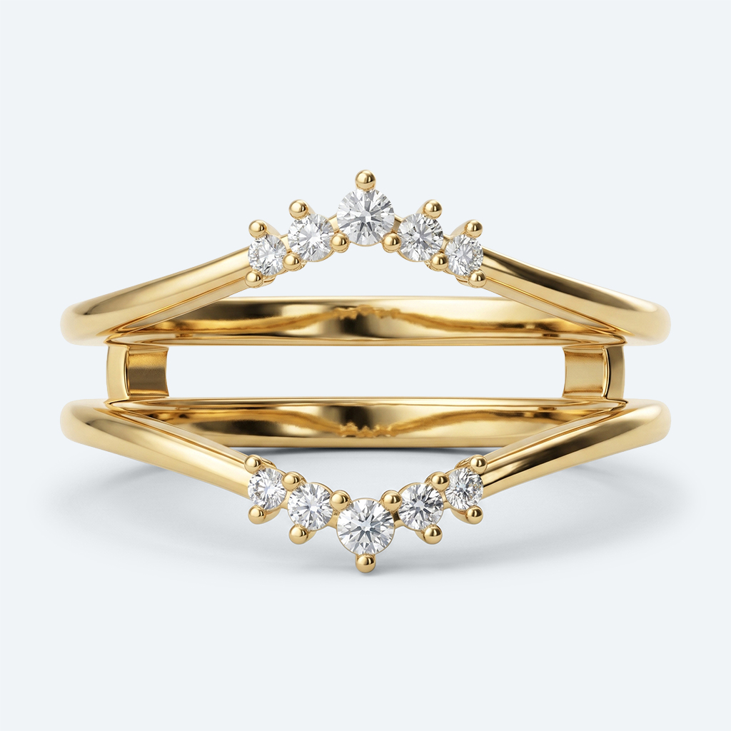 Double Layer Tiara Ring Enhancer & Contour Wedding Band