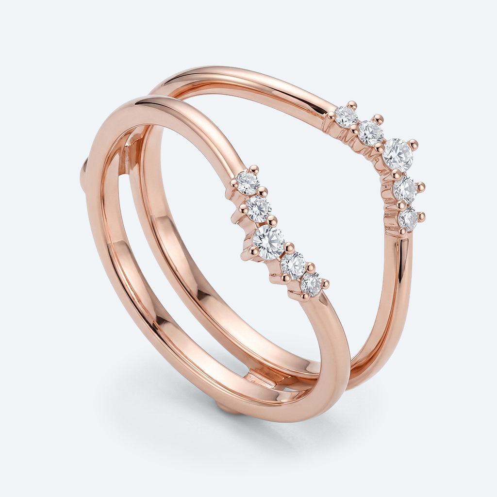 Double Layer Tiara Ring Enhancer & Contour Wedding Band
