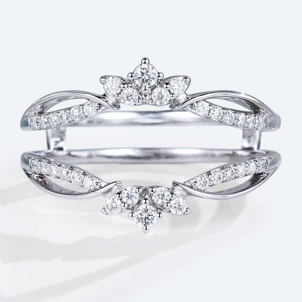 Ladies Gold Wedding Band 0.38ctw Round Cut Lab Grown Diamond Rings Enhancer Rings Double Wedding Band in White Gold