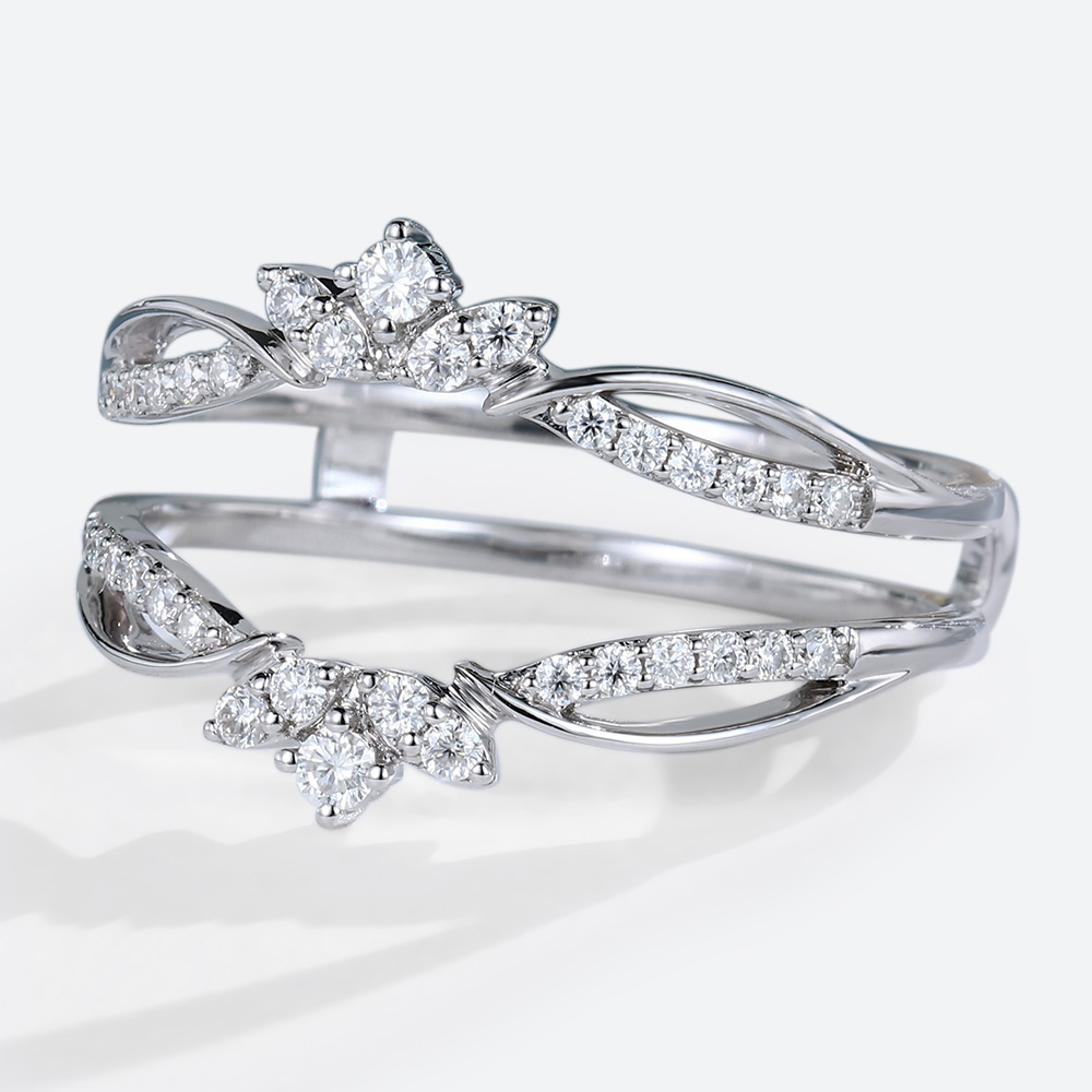 Ladies Gold Wedding Band 0.38ctw Round Cut Lab Grown Diamond Rings Enhancer Rings Double Wedding Band in White Gold