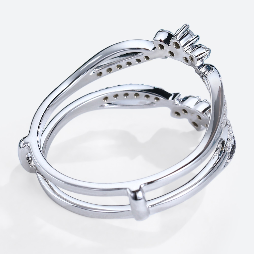 Ladies Gold Wedding Band 0.38ctw Round Cut Lab Grown Diamond Rings Enhancer Rings Double Wedding Band in White Gold