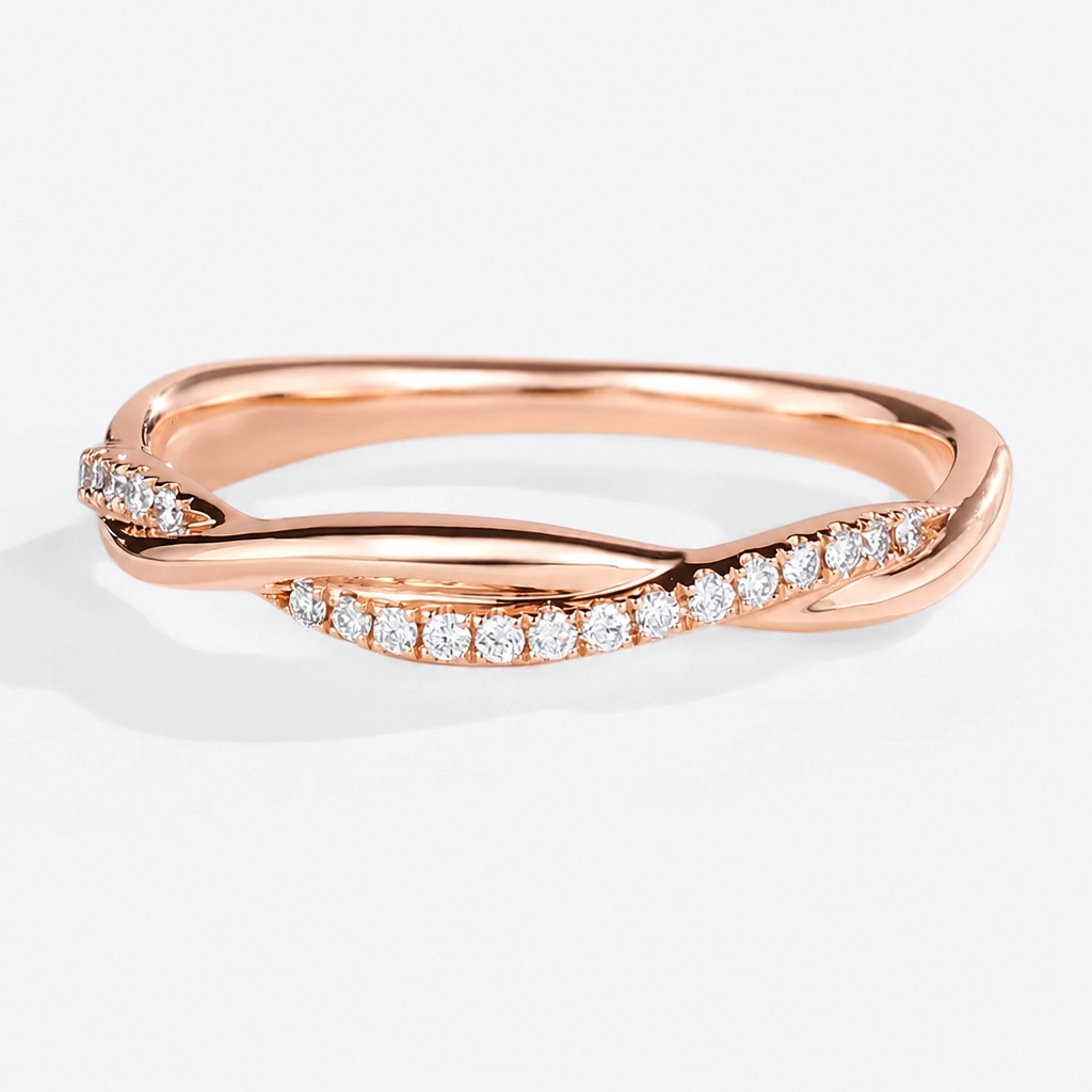 Round Cut Lab Grown Diamond Pavé Rope Engagement Ring in Yellow Gold