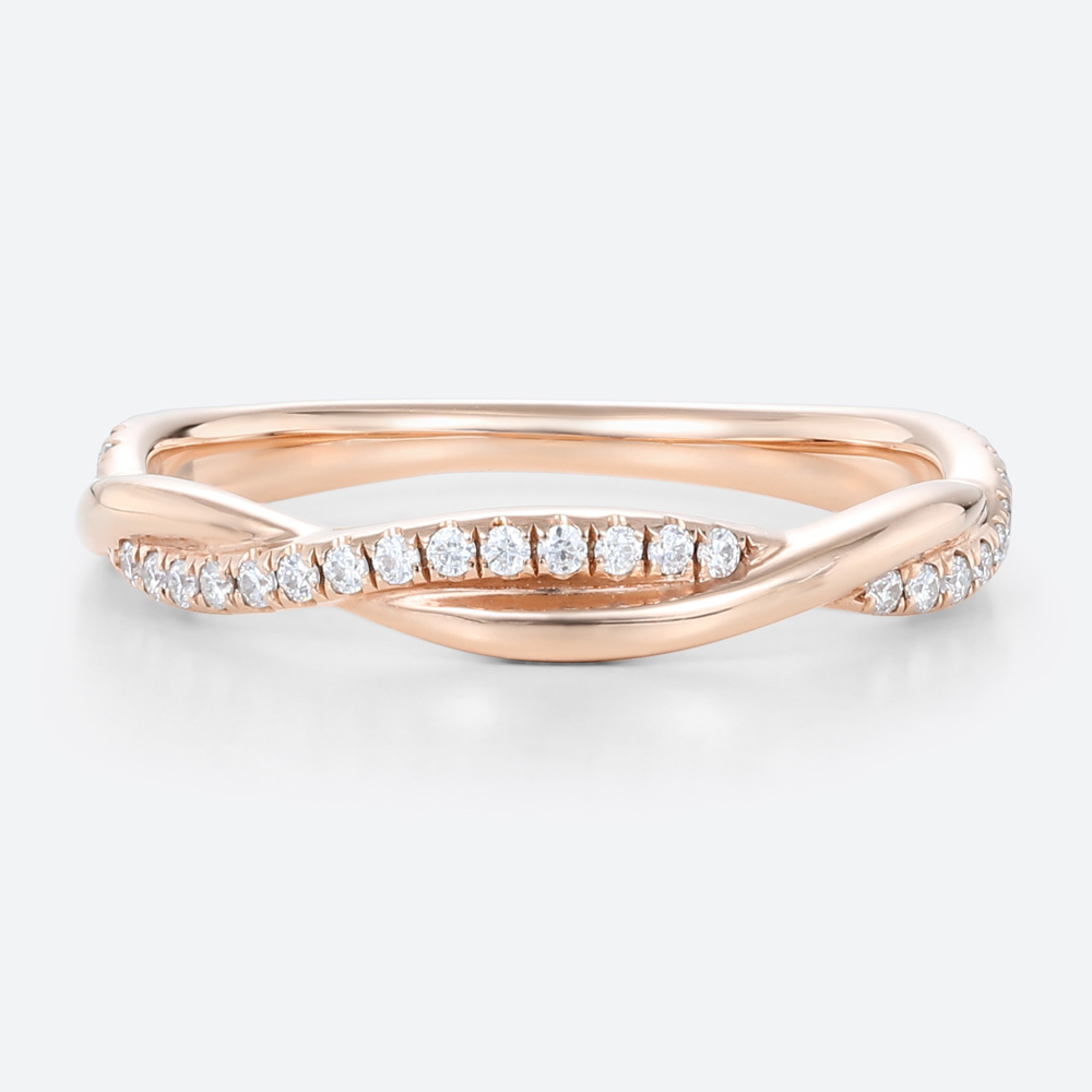 Round Cut Lab Grown Diamond Rings Yellow Gold Pave Rope Rings