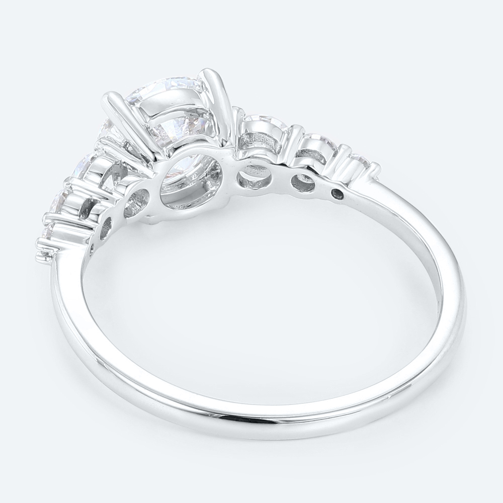 Round Cut Lab Grown Diamond Side Stone Graduated 4-Prong Engagement Promise Ring (2)