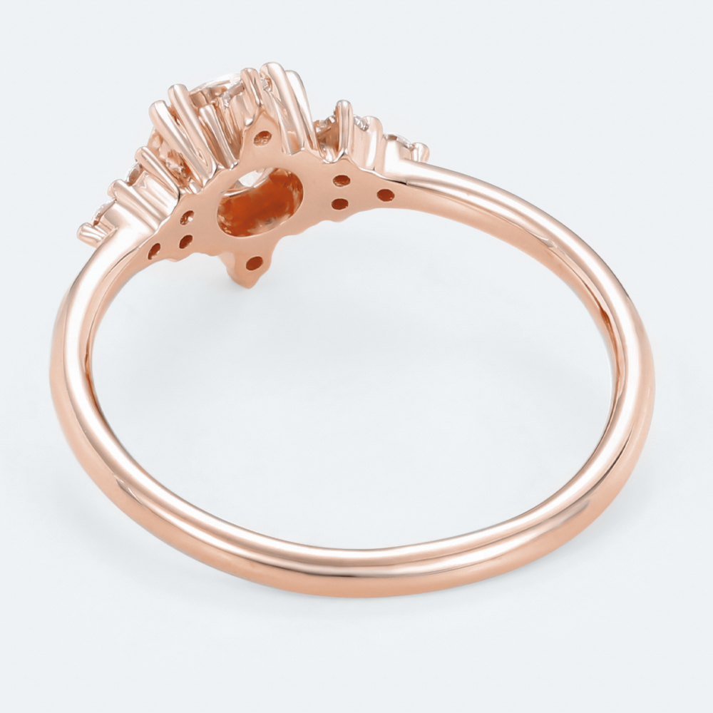 0.5ct Round Lab Diamond Engagement Rings​ Vintage Cluster Split Prong Promise Ring in Rose Gold