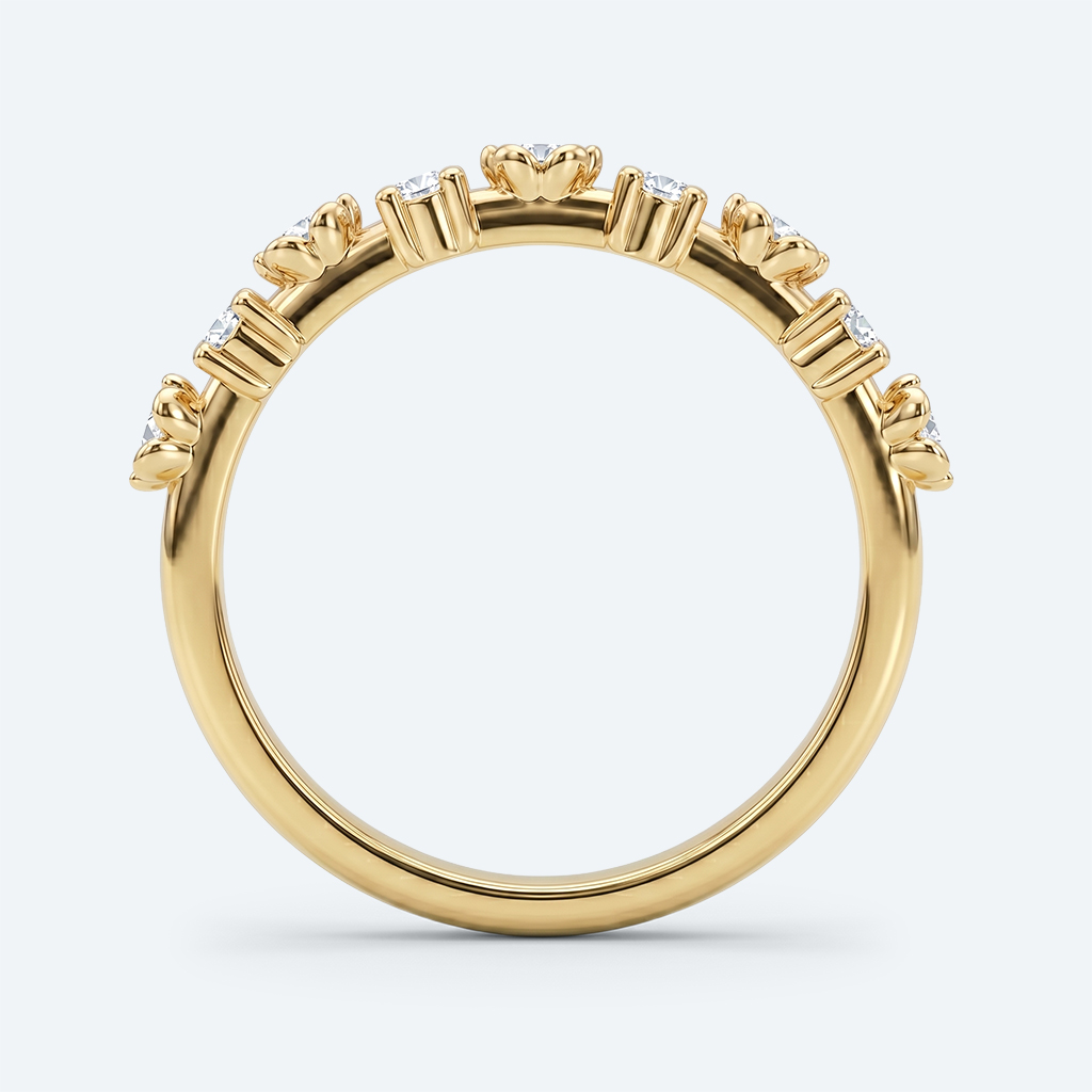 Floral Fantasy Stacking Ring Round Lab Diamond Wedding Band