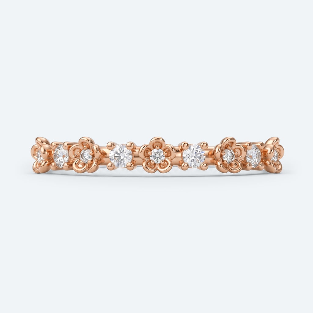 Floral Fantasy Stacking Ring Round Lab Diamond Wedding Band