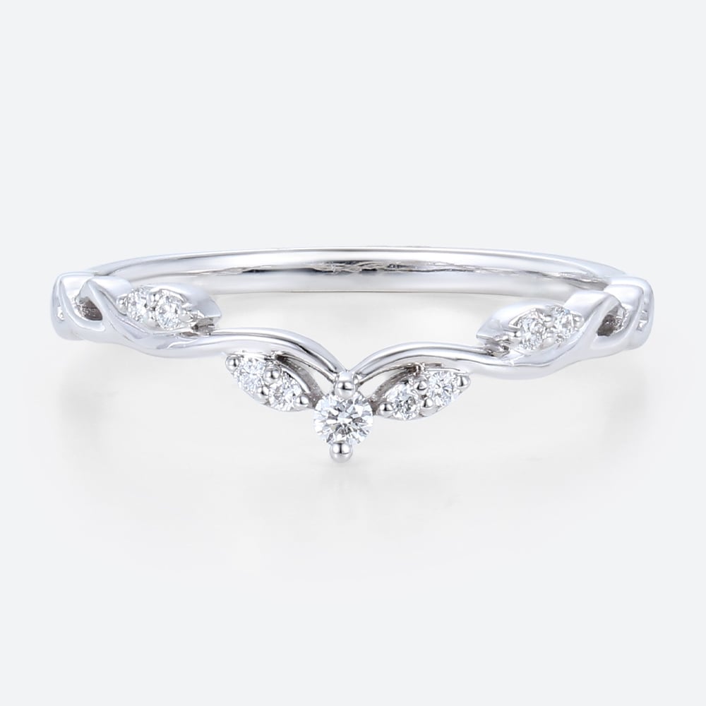 Stacking Ring Lab Diamonds Rings Curved Wedding Band White Gold