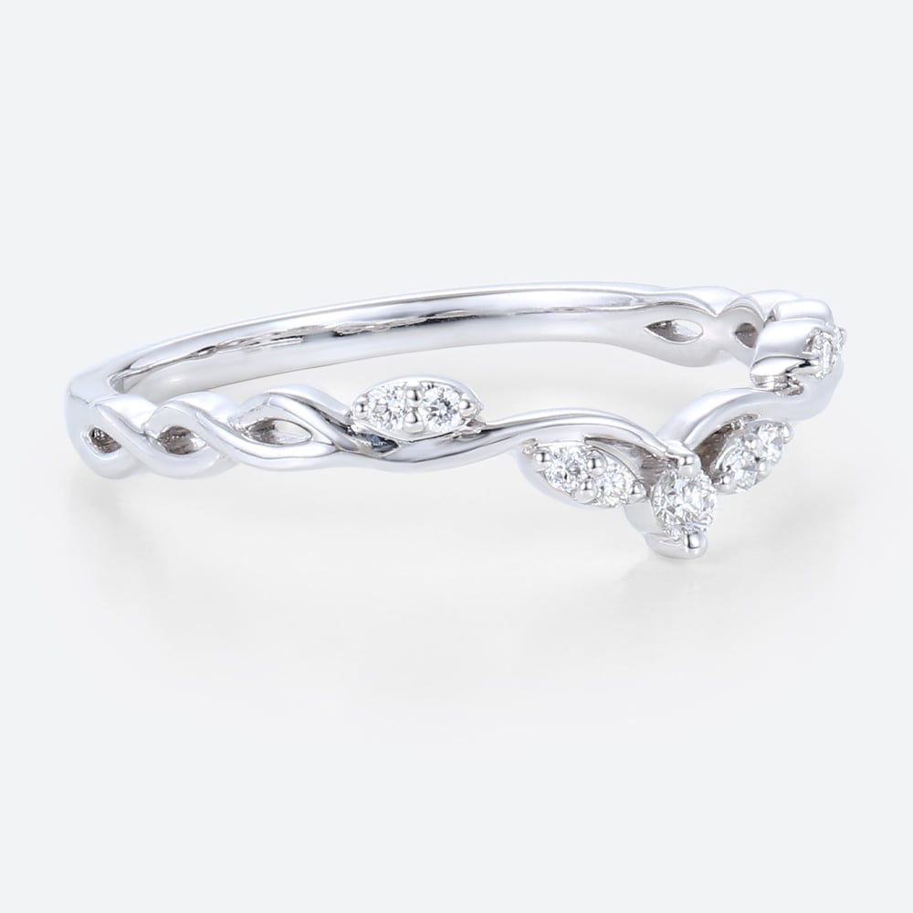 Stacking Ring Lab Diamonds Rings Curved Wedding Band White Gold