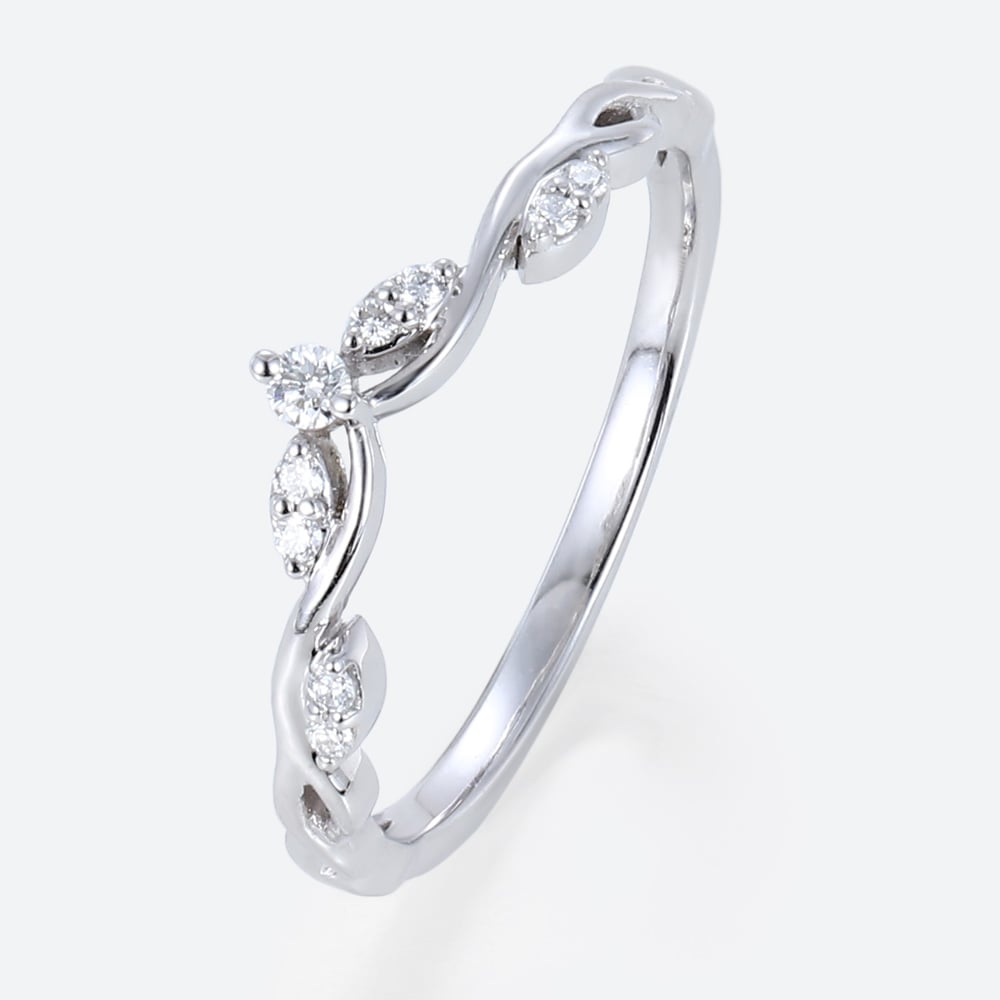 Stacking Ring Lab Diamonds Rings Curved Wedding Band White Gold