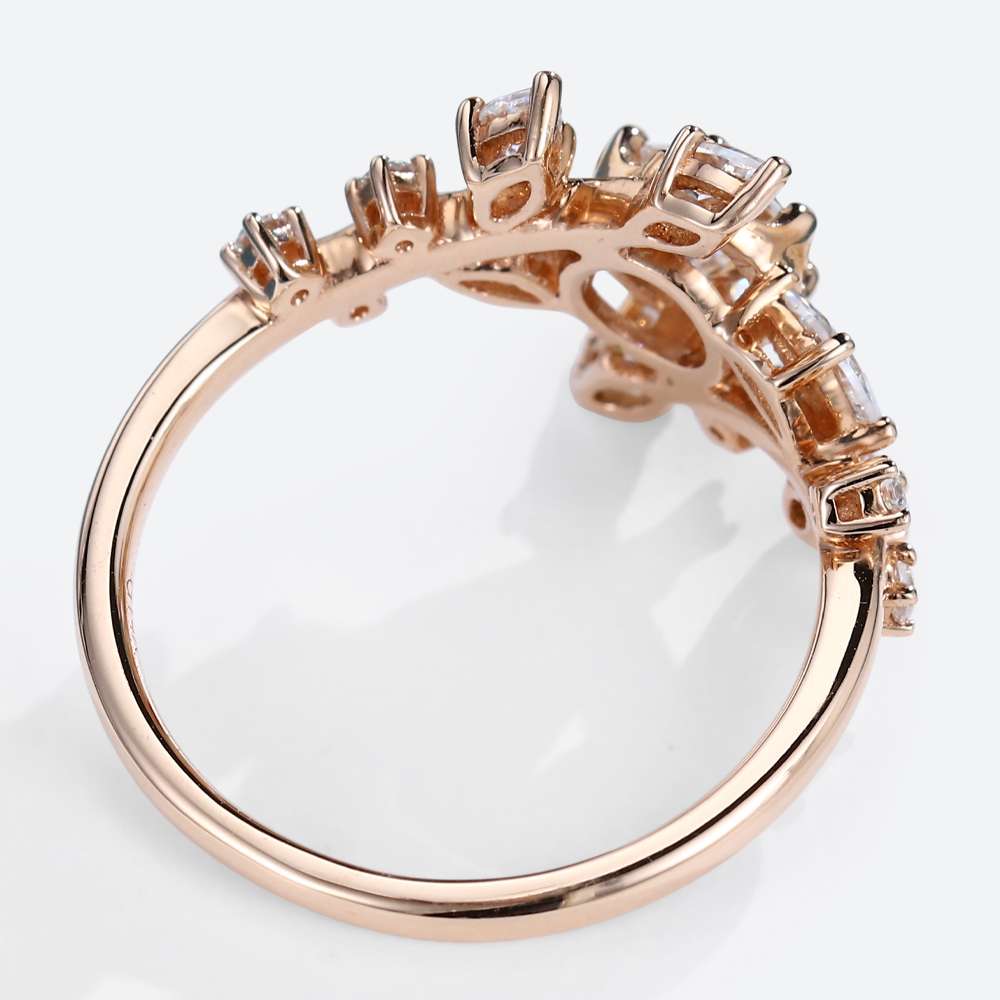 Round Moissanite Engagement Rings Nature Inspired Rose Gold Mothers Ring