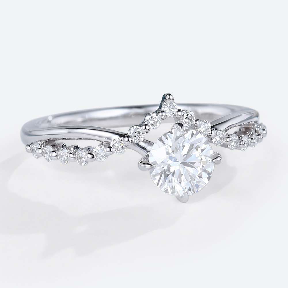 0.5ct Round Cut Moissanite Claw Engagement Rings White Gold Vintage Bridal Ring